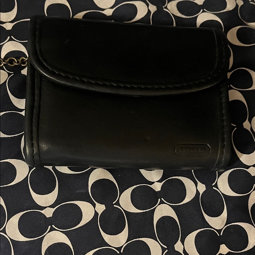Coach Black Leather Compact Wallet